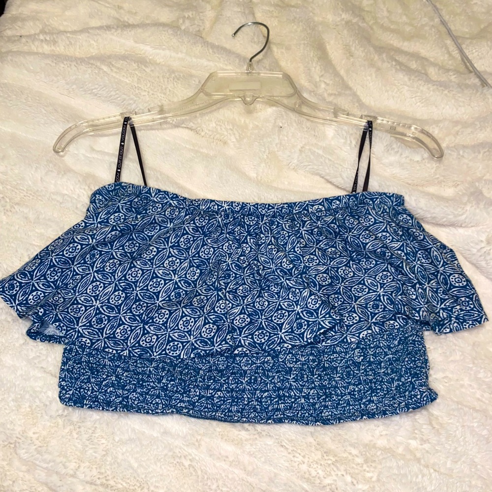 Blue strapless top, size medium